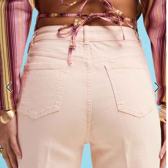 NWT- ASOS DESIGN Crop Wide Leg Jeans with Front Pockets in Apricot Women's Size - Picture 4 of 9